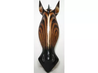 Rzeźba Maska 60cm Drewno ZEBRA KOŃ - Rękodzieło Orient